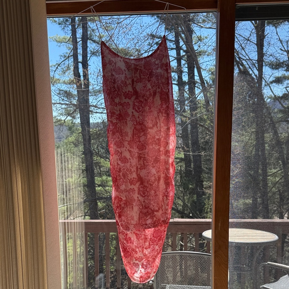 Pink floral midi dress